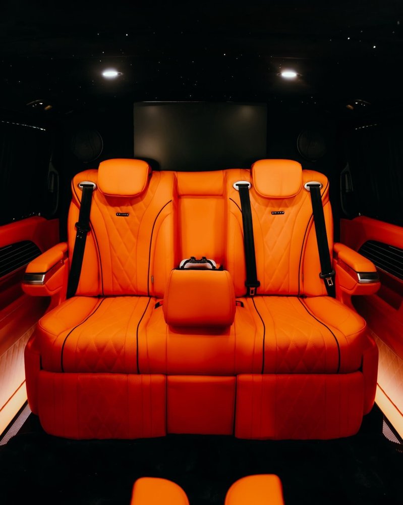 V-Class interior, amber-tone finish