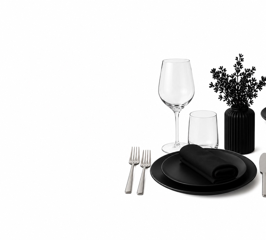 Table setting with wine glasses and place setting